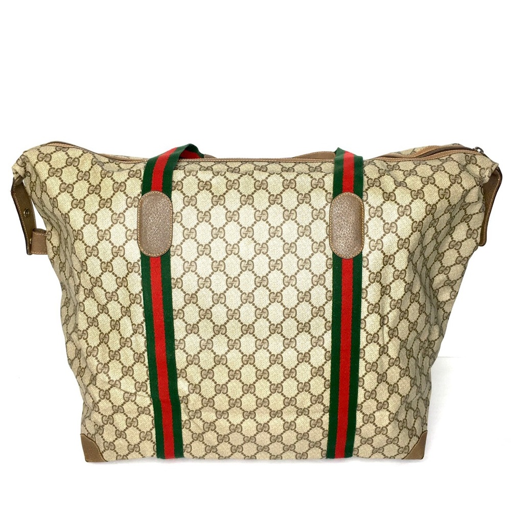 Authentic Gucci XL Tote/ travel bag brown monogram coated canvas with leather - Picture 3 of 15